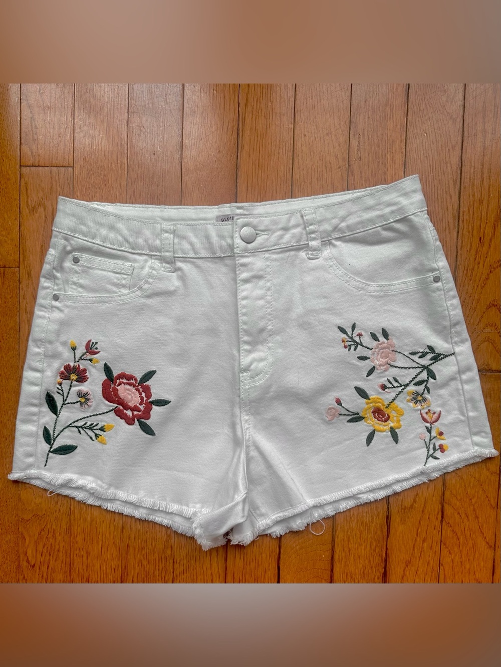 Blu Pepper Vintage High Waisted Embroidered Cutoff Shorts